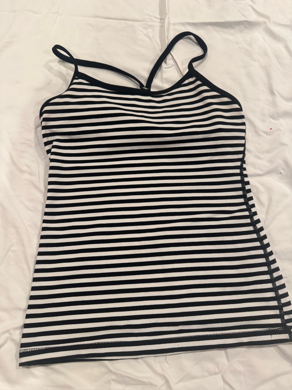 Lululemon Black & White Striped Women's Tank with shelf bra
